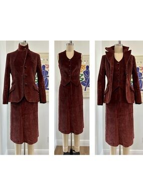 Vintage 60’s/70’s Brown Three-Piece Corduroy Skirt Suit